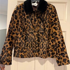 Vertigo Paris Vintage Leopard Print Fur Teddy Jacket